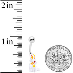 Red Gem White Easter Rabbit Belly Ring