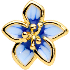 16G 5/16 Gold Tone White Blue Flower Labret Monroe Tragus