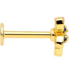 16G 5/16 Gold Tone White Blue Flower Labret Monroe Tragus
