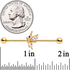 14G Clear CZ Gem Star Angel Christmas Industrial Barbell 38mm