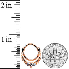 16G 3/8 Clear CZ Gem Rose Gold Tone Double Luxe Cartilage Clicker