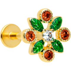 16G 5/16 Red Gem Gold Tone Crest Christmas Labret Monroe Tragus