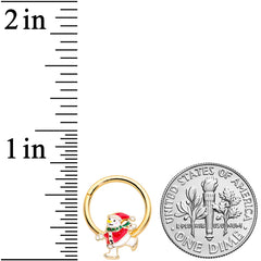 16G 3/8 Gold Tone Skating Snowman Christmas Hinged Segment Ring