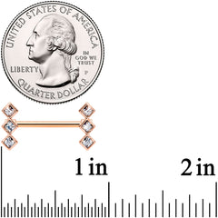 14G 9/16 Clear Gem Rose Gold Tone Triple Rhombus Nipple Ring Set