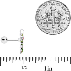 16G 1/4 Pink CZ Gem Candy Cane Holly Christmas Cartilage Tragus