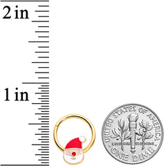 16G 3/8 Gold Tone Smiling Santa Christmas Hinged Segment Ring