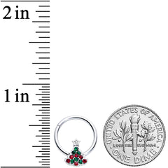 16G 3/8 Red Green Gem Starry Christmas Tree Hinged Segment Ring