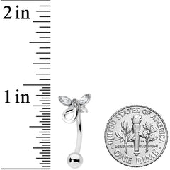 Clear Gem Loop Butterfly Top Mount Belly Ring