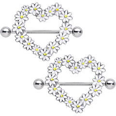 14G 13/16 Daisy Flower Heart Valentines Nipple Shield Set