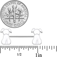 14G 9/16 White Sitting Dog Barbell Nipple Ring Set