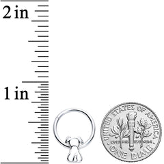 16G 3/8 White Sitting Dog Hinged Segment Ring