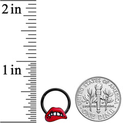 16G 3/8 Black Red Sneering Lips Bite Lips Hinged Segment Ring