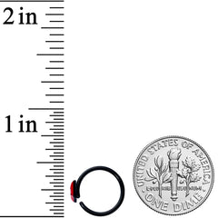 18G 3/8 Black Red Sneering Bite Lips Nose Hoop
