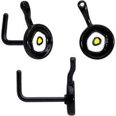 20G 7mm Black Spatula Kitchen Cooking L Shape Nose Ring Set of 2