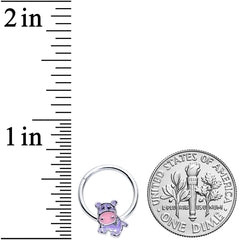 16G 3/8 Happy Purple Hippo Hinged Segment Ring