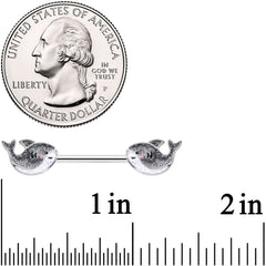 14G 9/16 Sweet Smiling Whale Barbell Nipple Ring Set