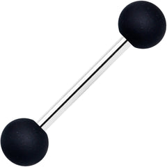 Clear Gem Black Purple Heart Matte Stripe Barbell Tongue Ring Set of 4