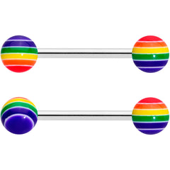 Clear Gem Gold Tone Heart Rainbow Matte Barbell Tongue Ring Set of 4