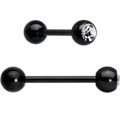 Clear Gem Black Red Glitter Heart Stripes Barbell Tongue Ring Set of 4