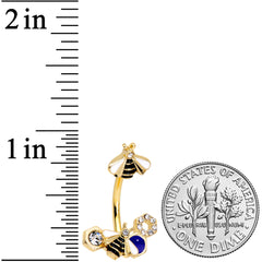 Clear CZ Gem Gold Tone Lovely Bee Belly Ring