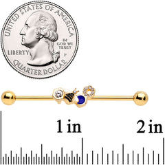 14G Clear CZ Gem Gold Tone Lovely Bee Industrial Barbell 38mm