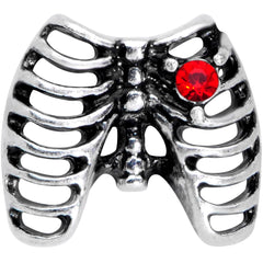 16G 5/16 Red CZ Gem Heart Skeleton Ribs Halloween Labret Tragus