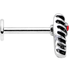 16G 5/16 Red CZ Gem Heart Skeleton Ribs Halloween Labret Tragus