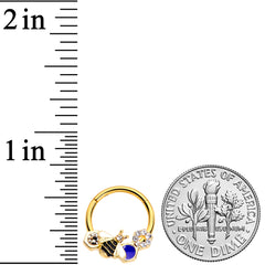 16G 3/8 Clear CZ Gem Gold Tone Lovely Bee Hinged Segment Ring