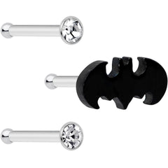 20G 1/4 Clear Gem Licensed DC Comics Batman Nose Bone Set of 3