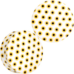 White Acrylic Scores of Sunflowers Double Flare Plug Set