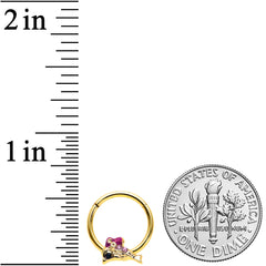 16G 3/8 Purple Gem Gold Tone Dainty Dolphin Hinged Segment Ring