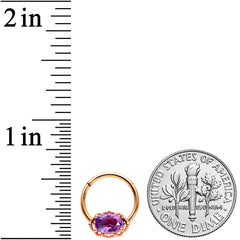 16G 3/8 Purple Tourmaline Rose Gold Tone Hinged Segment Ring