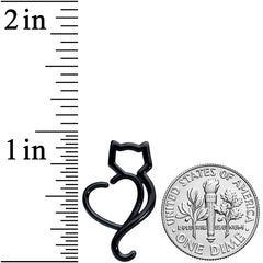 16G 5/16 Black Cat Lover Heart Kitty Closure Ring
