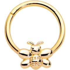 16G 3/8 Gold Tone Simple Stylish Bee Hinged Segment Ring