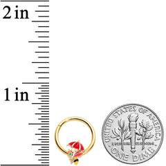 16G 3/8 Gold Tone Rainy Day Umbrella Bee Hinged Segment Ring