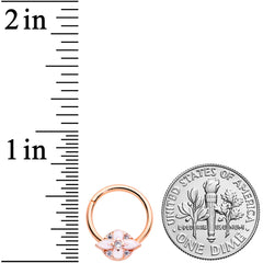 16G 3/8 Clear CZ Gem Rose Gold Hue Pink Cross Hinged Segment Ring