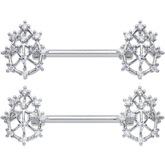 14G 9/16 Clear CZ Gem Constellation Barbell Nipple Ring Set