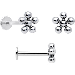 16G 5/16 Clear CZ Gem Flower Butterfly Labret Tragus Set of 3