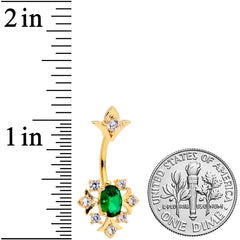 Clear Green Gem Gold Tone Art Deco Style Double Mount Belly Ring