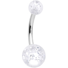 Aurora Gem White Matte UV Clear Glitter Belly Ring Set of 4