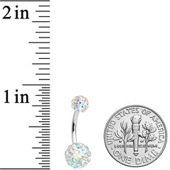 Aurora Gem White Matte UV Clear Glitter Belly Ring Set of 4