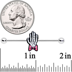 14G Skeleton Hand Bow Halloween Industrial Barbell 38mm