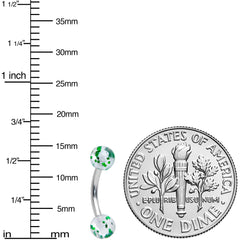 16G 5/16 Clear Green Glitter Ends Curved Barbell