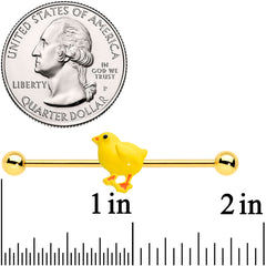 14G Gold Tone Yellow Easter Chick Industrial Barbell 38mm