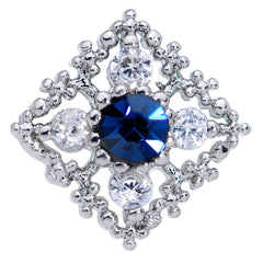 20G 1/4 Clear Blue Gem Textured Rhombus Cross Nose Bone