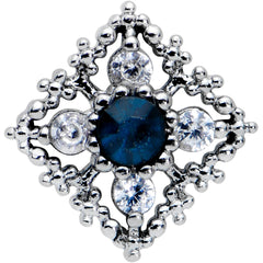16G 5/16 Blue Gem Textured Rhombus Cross Labret Monroe Tragus