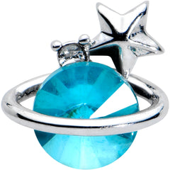 16G 5/16 Clear Blue Gem Saturn Planet Star Labret Monroe Tragus