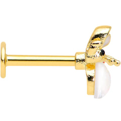 16G 5/16 White Faux Opal Gold Tone Insect Labret Monroe Tragus