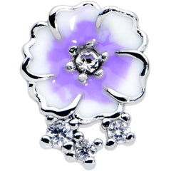 20G 1/4 Clear CZ Gem Purple White Flower Nose Bone