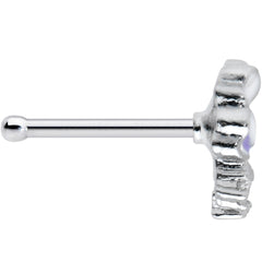 20G 1/4 Clear CZ Gem Purple White Flower Nose Bone